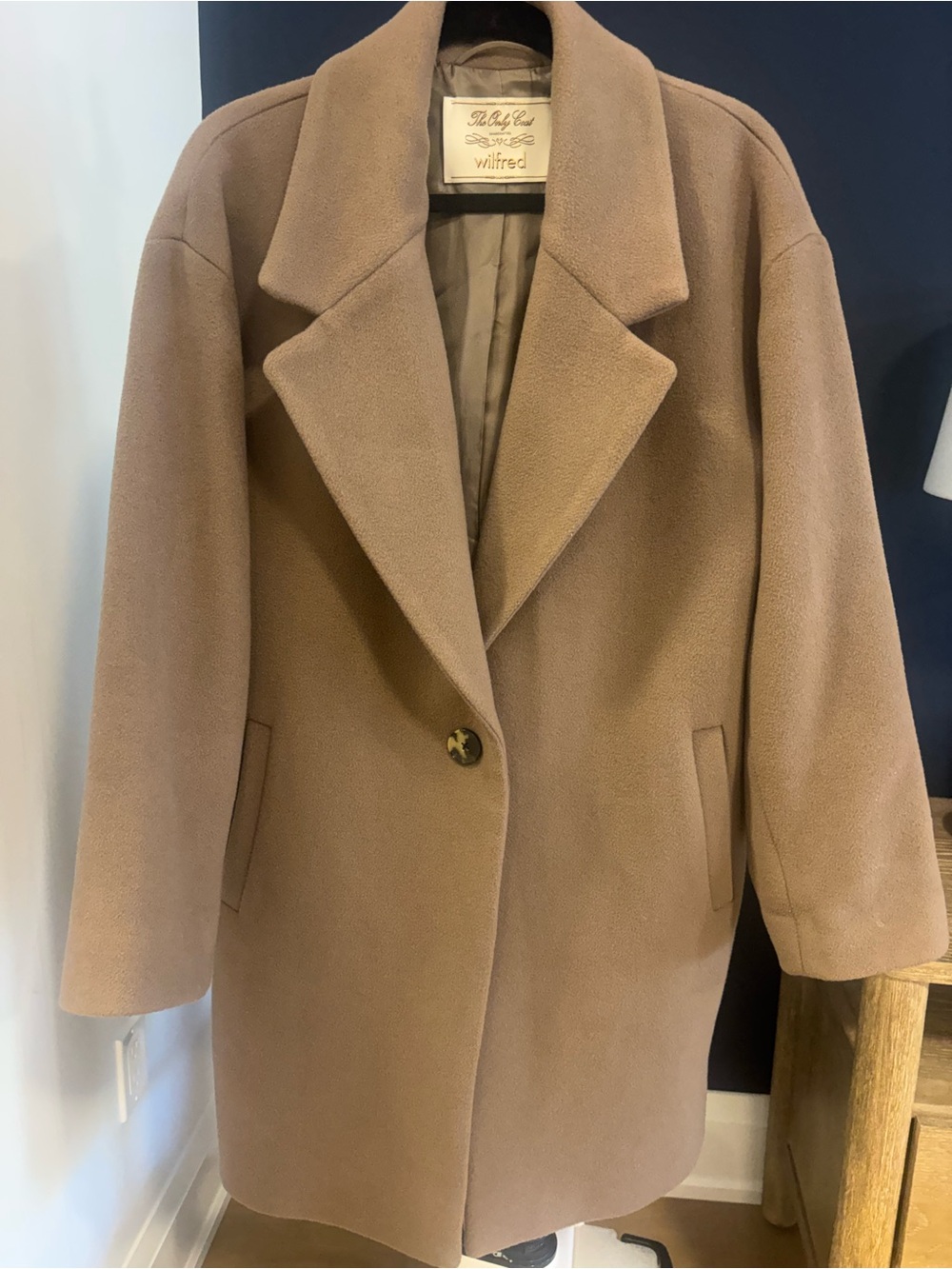 Aritzia Wilfred Camel Single-Button Wool Blend The Only Coat - Picture 1 of 7